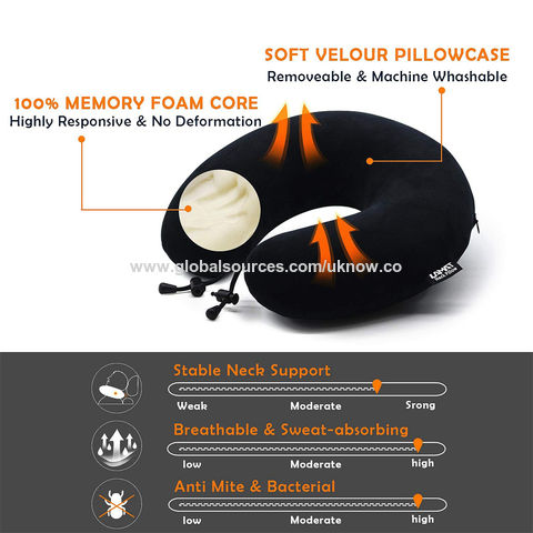 Almohada de Viaje, Almohada Cervical de Espuma Viscoelástica con Soporte para la Cabeza, Almohada Suave para Dormir y Descansar, para Avión y Coche