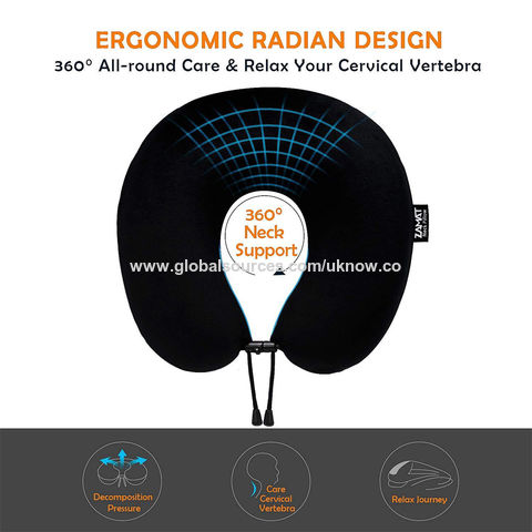 Almohada de Viaje, Almohada Cervical de Espuma Viscoelástica con Soporte para la Cabeza, Almohada Suave para Dormir y Descansar, para Avión y Coche