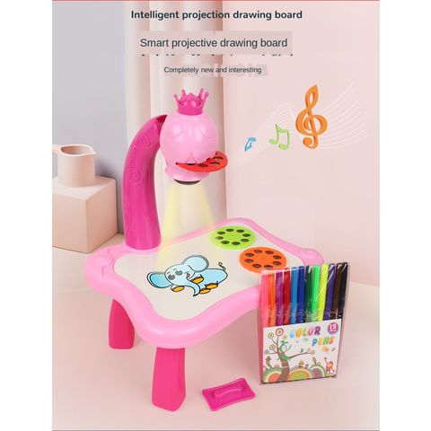 Kids Giraffe Projector Painting & Drawing Table Set - 24 Patterns Toys  Projector Painting Early Learning Erasable Writing and Drawing Board