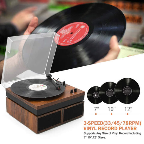 LP&No.1 top Bluetooth Vinyl Record Player with External Speakers: 3-Speed