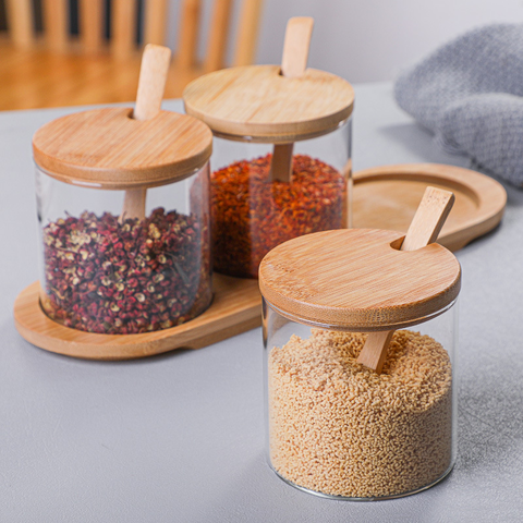Buy Wholesale China Moistureproof Kitchen Spice Tool Glass Bottle Spices Jar  Seasoning Pot With Wooden Spoon Spice Rack & Spices Jar at USD 0.98