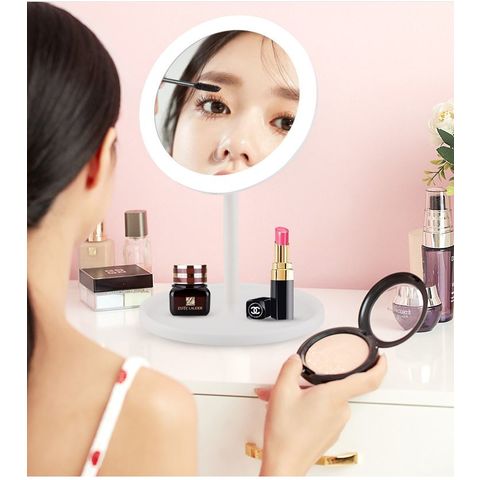 Espejo de maquillaje con luz LED recargable portátil, espejo de tocador con  luces, espejo cosmético LAVENTE