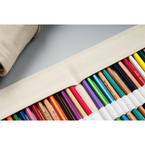 New 36/48/72 /12 Holes Canvas Wrap Roll Up Pencil Bag Pen Case