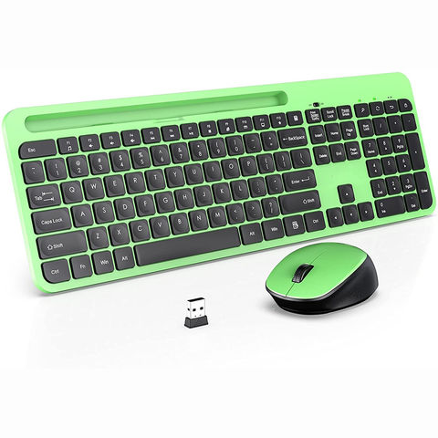 Teclado y Raton Inalambrico Español, 2,4 GHz Ultra Delgado Silenciosos  Teclado y Ratón Inalámbricos con 19 Atajos Multimedia & USB 2 en 1 para