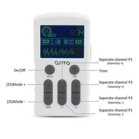 OSITO Electroestimulador TENS Digital con 25 Modos Masajes Cuidado  Masajeadores