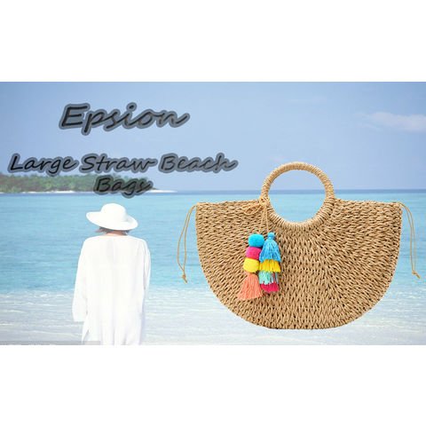 Straw Bag Womens Handbag Handwoven Large Straw Beach Tote Bag Hobo Summer Beach Bag Straw Purse