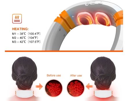 Electric Cordless Neck Massager With 107℉ Heat Function, Stylish