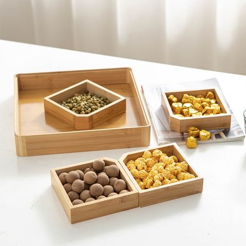 Fruit Snack Serving Tray, Divided Snack Box Container With 6