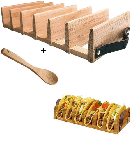 bamboo wood taco holder stand serving