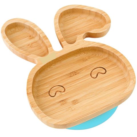 Plato de bambú para bebés con succión, cubiertos de bambú, platos de bambú para la estancia, platos de bambú para comer, cuencos de bambú