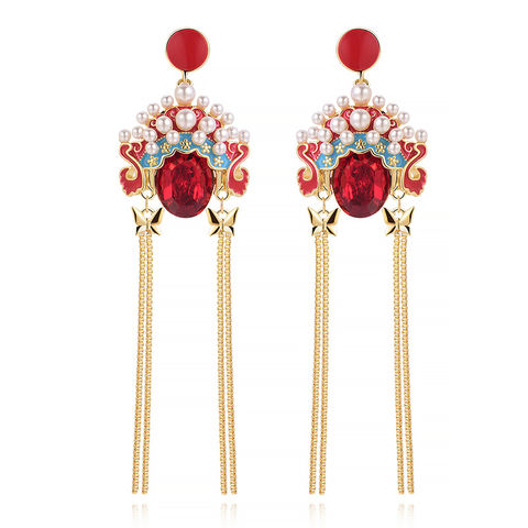 Amazon.com: Chinese Style Earrings Lady Auspicious Fashion Hoop Earrings  Long Firecracker Alloy Red Lantern Niche Design Jewelry Accessories(A) :  Clothing, Shoes & Jewelry