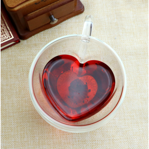 Heart Shaped Tea Cup Double Walled Insulated Glass Coffee Mug Valentine's  Day - China Glass Cup and Double Layer Glass Cup price