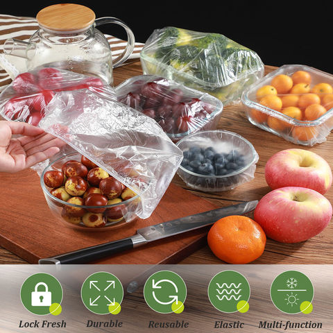 100pcs/1 Set Reusable Disposable Plastic Wrap Cover Food Cover