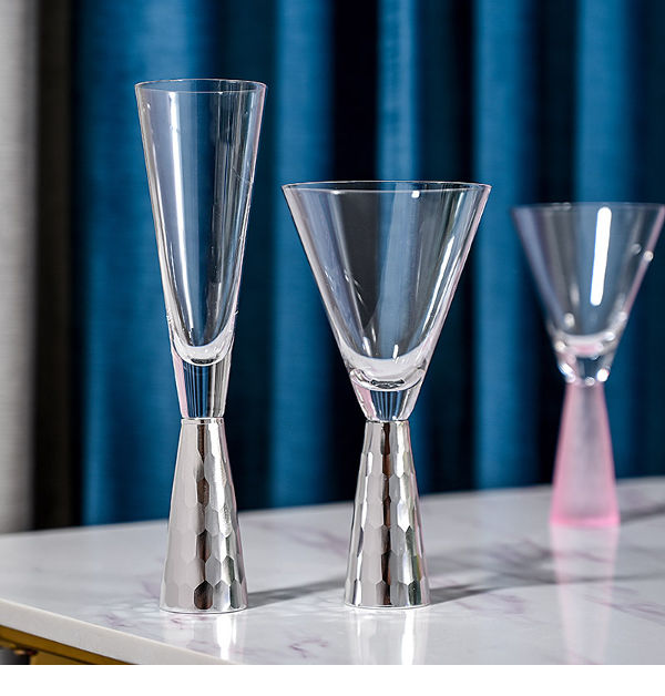 Wedding Decorative Color Gray Black Table Cut Wine glass Goblet Champagne  Cup Martini glasses
