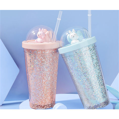 Summer Colorful Cool Cold Ice Fashion Ice Cup Double Plastic Straw Cup  Couple Gift Cup Water Juice Bottles Drinkware T2I227 From Tina310, $7.34