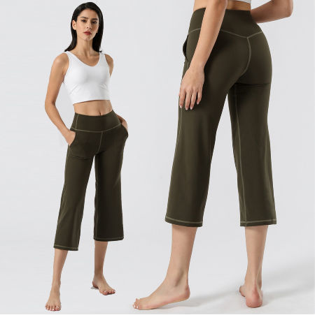 China La nueva aptitud de la danza del bolsillo del estilo de 2082 veranos  cosechó los pantalones anchos de los pantalones de la yoga recta de la  cintura alta encendido Global Sources,pantalones
