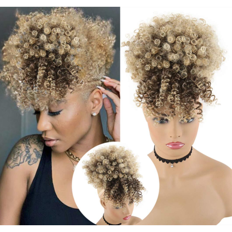 Drawstring Afro Puff Ponytail Extensions For Women Afro Curly Bun