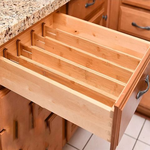 SpaceAid Bamboo Lid Organizer, Kitchen Pantry Lid Holder with 5 Adjustable  Dividers for Cabinets, Food Storage Container Organizer for Plastic Lids