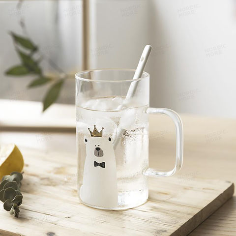 1 Set Cartoon Cow Glass Water Pitcher with Glass Cup Lovely Cow
