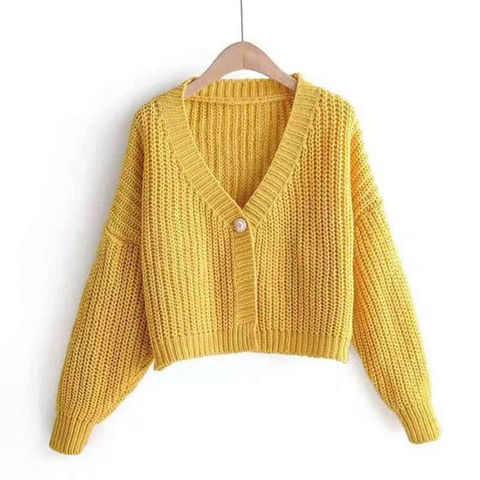 Ladies Loose Knit Cardigan With Lazy Wind Pocket