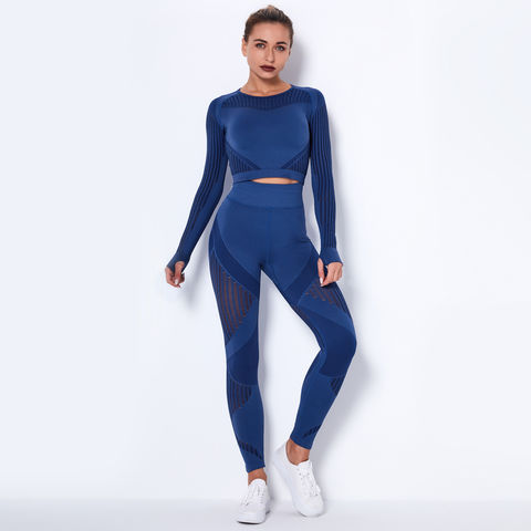 China Seamless hollow out long-sleeved yoga wear suit yoga sets for ...