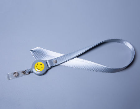 Nylon Lanyards Custome Logo PVC Retractable Buckle Smile Design Work Card ID Badge Lanyard supplier