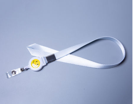 Nylon Lanyards Custome Logo PVC Retractable Buckle Smile Design Work Card ID Badge Lanyard supplier