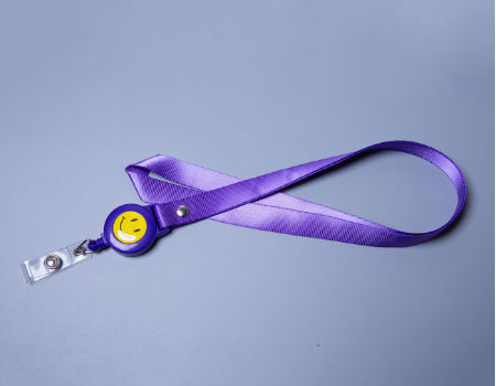 Nylon Lanyards Custome Logo PVC Retractable Buckle Smile Design Work Card ID Badge Lanyard supplier