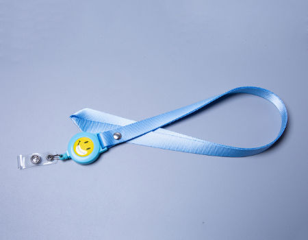 Nylon Lanyards Custome Logo PVC Retractable Buckle Smile Design Work Card ID Badge Lanyard supplier