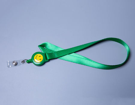 Nylon Lanyards Custome Logo PVC Retractable Buckle Smile Design Work Card ID Badge Lanyard supplier