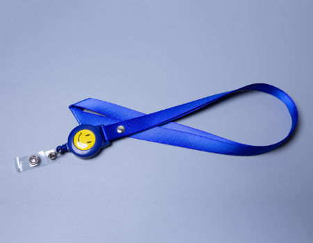 Nylon Lanyards Custome Logo PVC Retractable Buckle Smile Design Work Card ID Badge Lanyard supplier