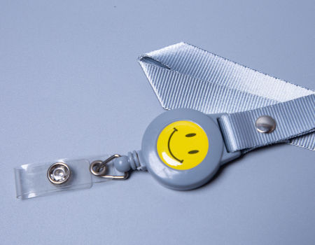 Nylon Lanyards Custome Logo PVC Retractable Buckle Smile Design Work Card ID Badge Lanyard supplier