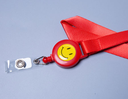 Nylon Lanyards Custome Logo PVC Retractable Buckle Smile Design Work Card ID Badge Lanyard supplier