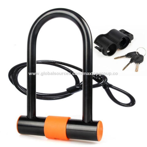 Bike U Lock Heavy Duty Bike Lock 16mm Shackle 4ft/6ft Length Security Cable with Mounting Bracket