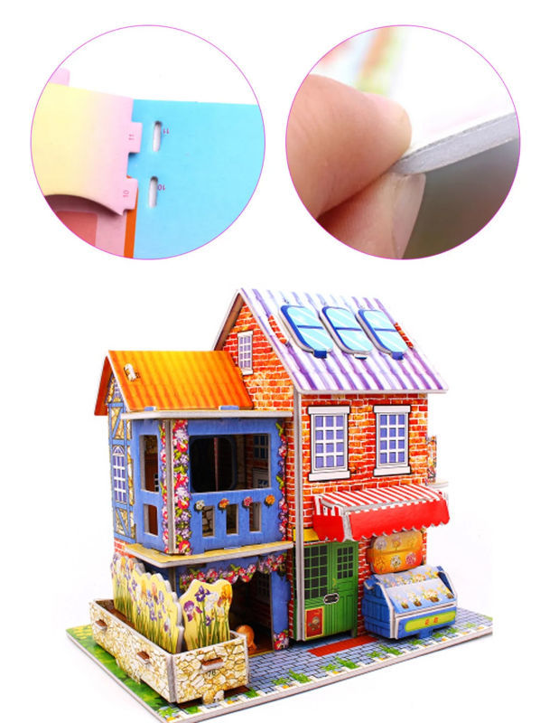 DIY Painting Paper Puzzle Cartoon Paper board toy 3D House Game puzzles ...