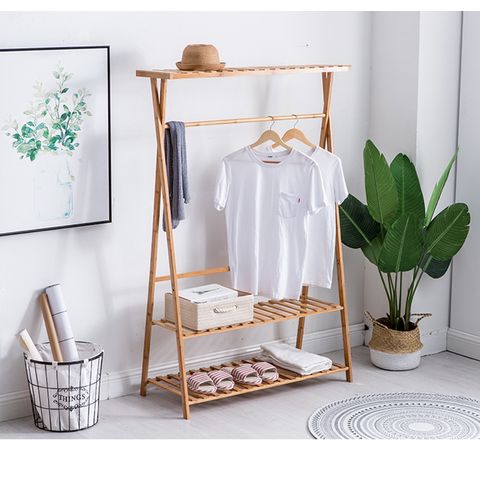 Buy Wholesale China Bamboo Garment Rack,clothes Drying Rack Floor Hanger  Bedroom Storage Household Coat Rack Shoe Racks & Clothes Rack at USD 15.5