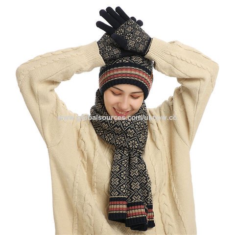 Womens Scarf Beanie Hat Set Thick Winter Infinity Scarf Knit Scarfs for  Women