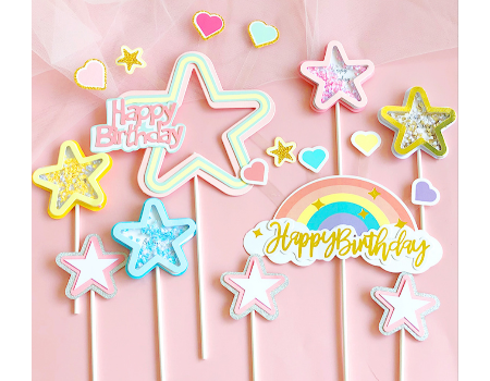 Birthday Pink Cake Star Cake Topper Stock Photo 1902616405 | Shutterstock