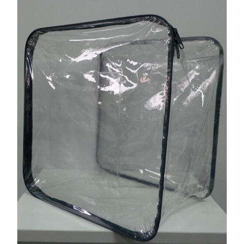 Vinyl Bags, Clear Vinyl Bags w/ White Zipper and Rope Handles