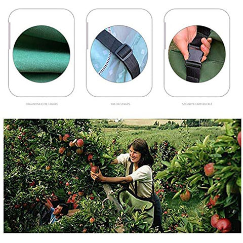 Canvas Fruit Picking Bag Vegetable Harvest Bag Waterproof Accessories Heavy  Duty Green 