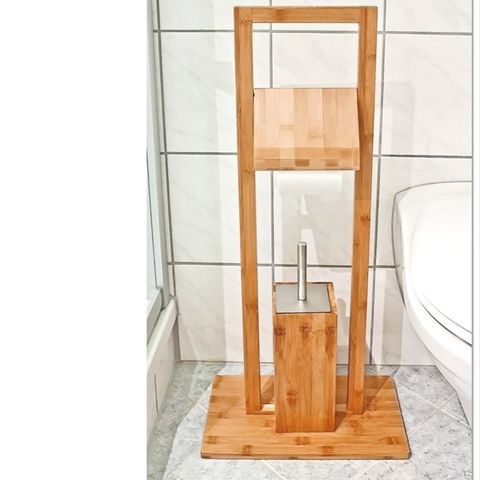 High Quality Bamboo Toilet Paper Holder with Toilet Brush Free