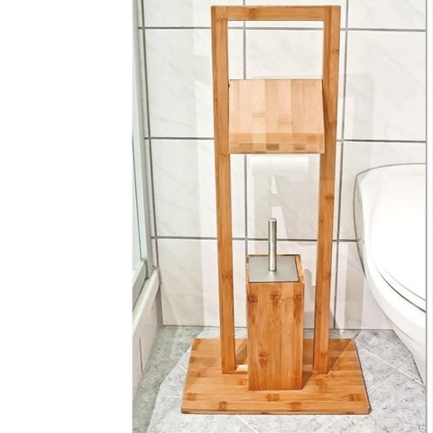ZUJJAFY Bamboo Toilet Paper Holder Stand, Free Standing Toilet Paper Holder  with Shelf and Storage Box, Toilet Paper Roll Holder for Bathroom & Toilet