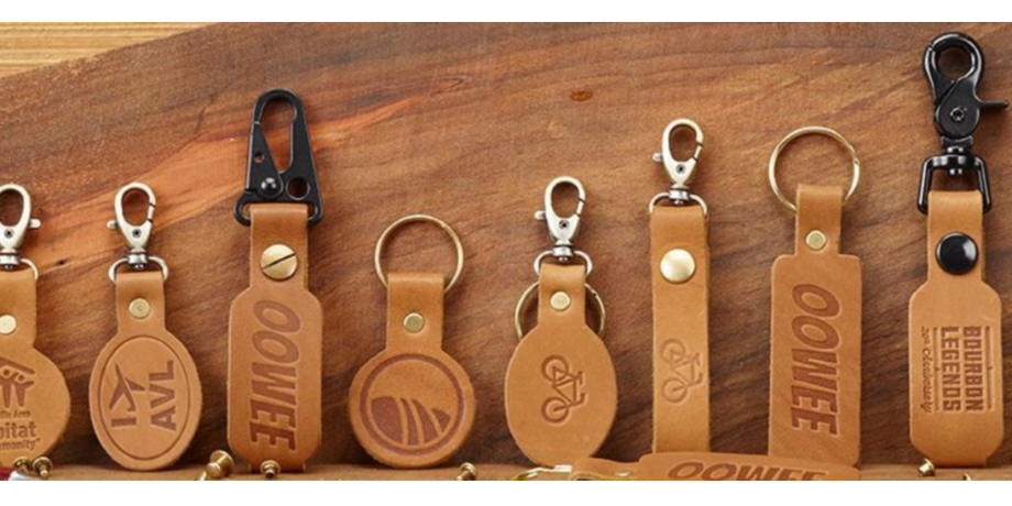 Vehicle Key Tag Logo Design Key Chain Leather Tag & Stainless steel strong  Ring