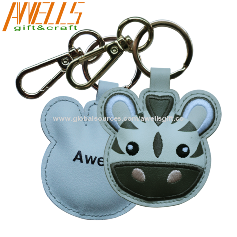 Vehicle Key Tag Logo Design Key Chain Leather Tag & Stainless steel strong  Ring