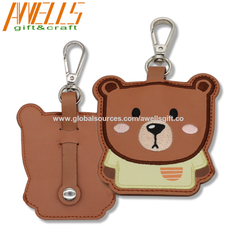 Animal Design Teddy Bear Tassel Keychain PU Leather Broken Key