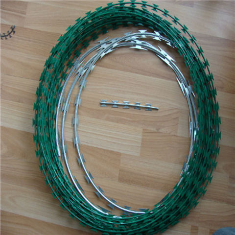 China Pvc coated razor barbed wire on Global Sources,Painted coated ...