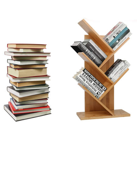 Basage Bamboo Extension Book Rack Bookshelf Desktop Bookcase Bookshelf Organizer for Office Home Tabletop