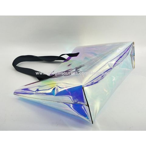 Source Hot sale iridescent shoulder bag with insert pouch cute shopping  tote holographic clear vinyl purse wholesale on m.