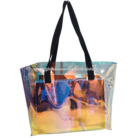 Buy Wholesale Taiwan Fashion Clear Iridescent Pvc Tote Bag, Clear  Holographic Rainbow Pvc Handbag For Women & Girls & Pvc Handbag at USD 3.24