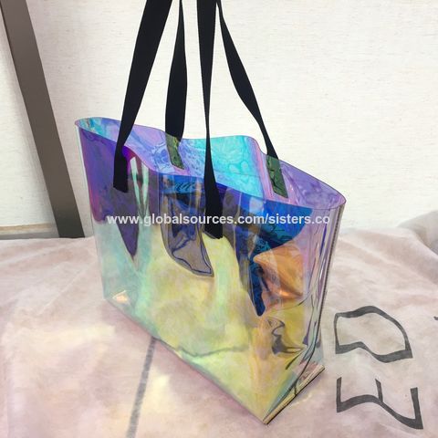 Bulk Buy Taiwan Wholesale Fashion Clear Iridescent Pvc Tote Bag, Clear  Holographic Rainbow Pvc Handbag For Women & Girls $3.24 from Sisters Co Ltd
